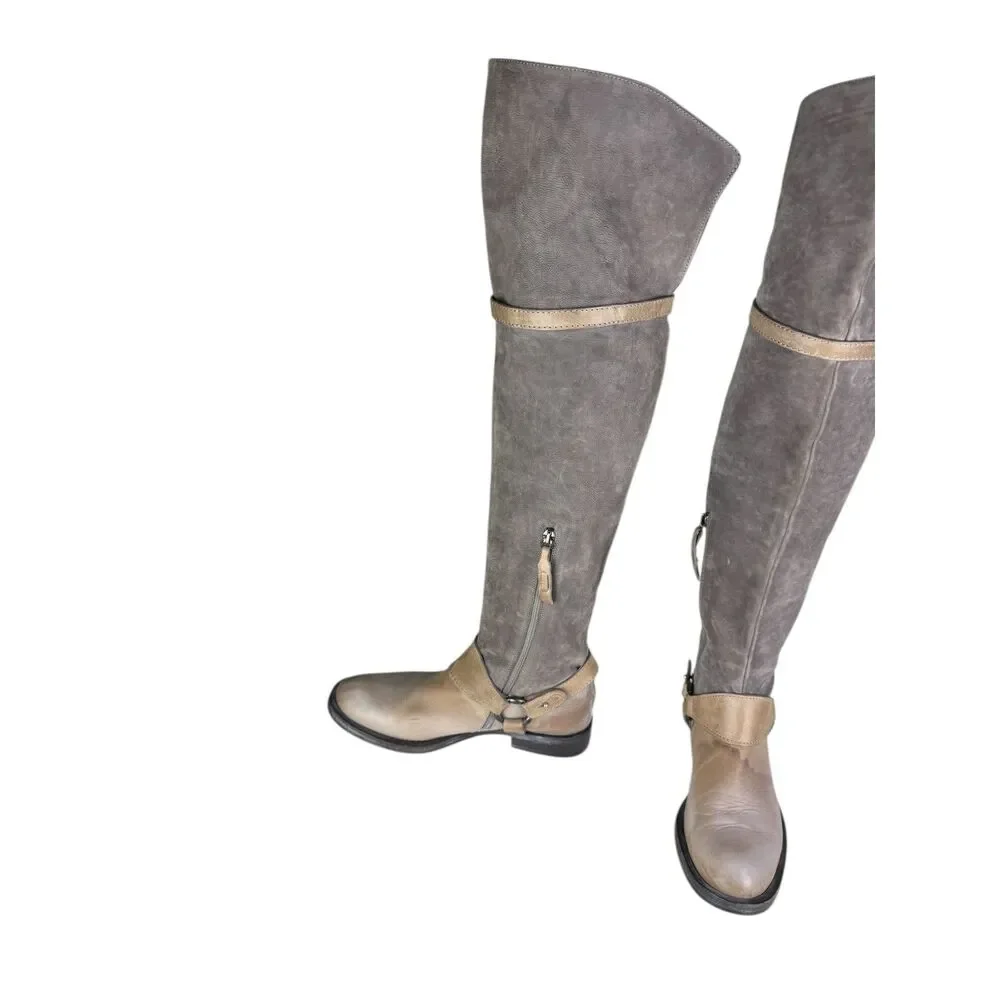 brunello cucinelli suede boots women over the knee size 37.5 7‎ Gray